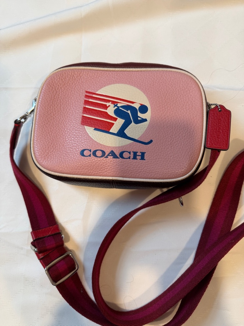 Coach Pink Ski Logo Crossbody Bag. Like New.